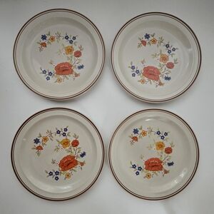 Vintage Summer Garden Dinner Plates by Excel Floral Stoneware Set of 4 10"